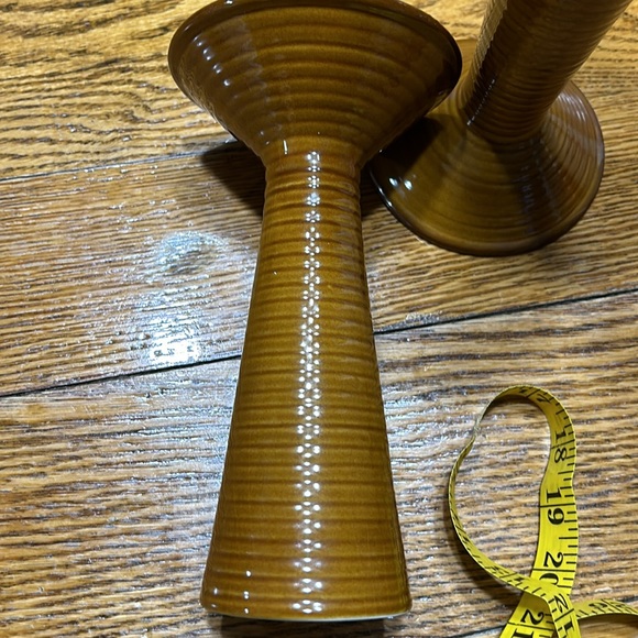 Brown Ceramic candle sticks.  Good condition. - Picture 11 of 11